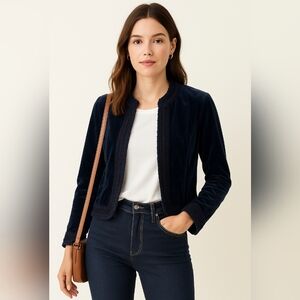 INC Navy Embellished Jacket – Holiday Glam Luxe Evening Style Size Large